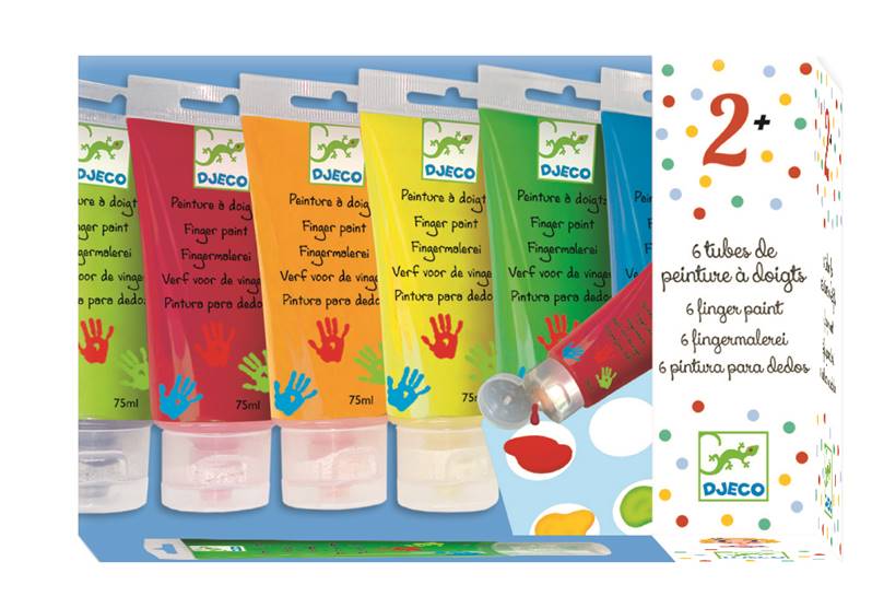6 Tubes de peinture à doigts Djeco
