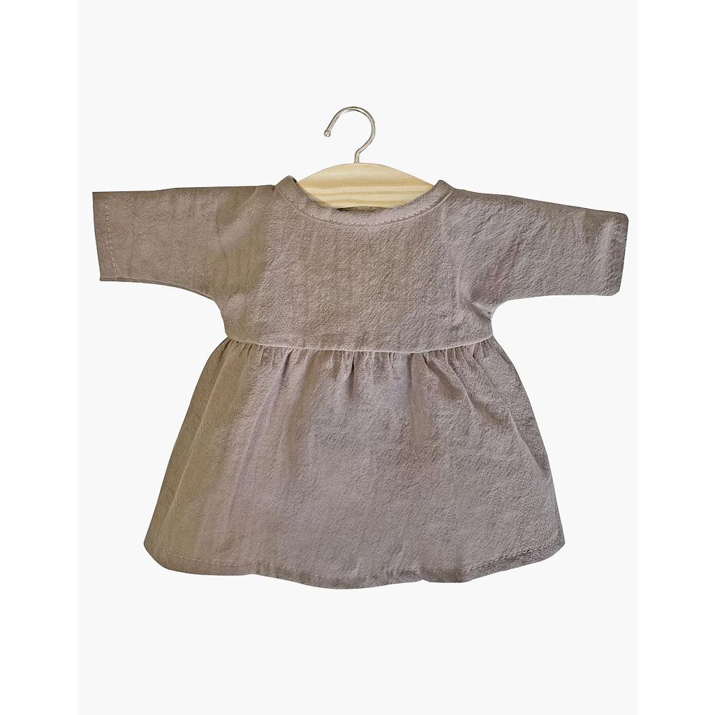 Robe Faustine en coton lavé taupe - Minikane