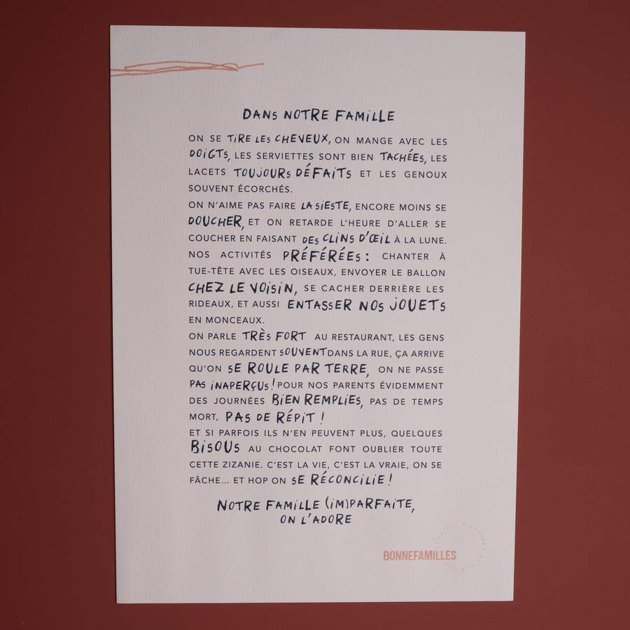Affiche Manifesto de la famille A4 - Bonnefamilles