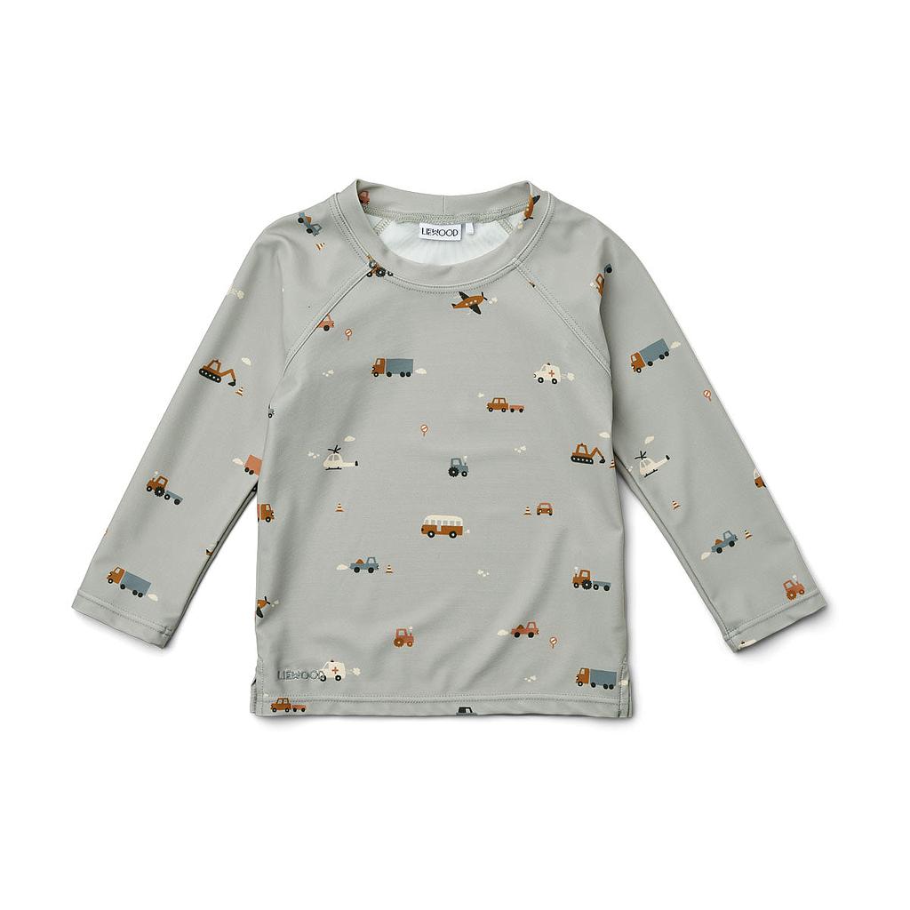 Noah Swim Tee Vehicles Dove Blue Mix 9-12 mois Liewood