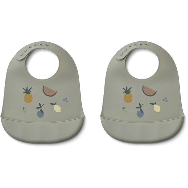 Tilda Silicone Bib 2-Pack Liewood - Fruit Dove Blue