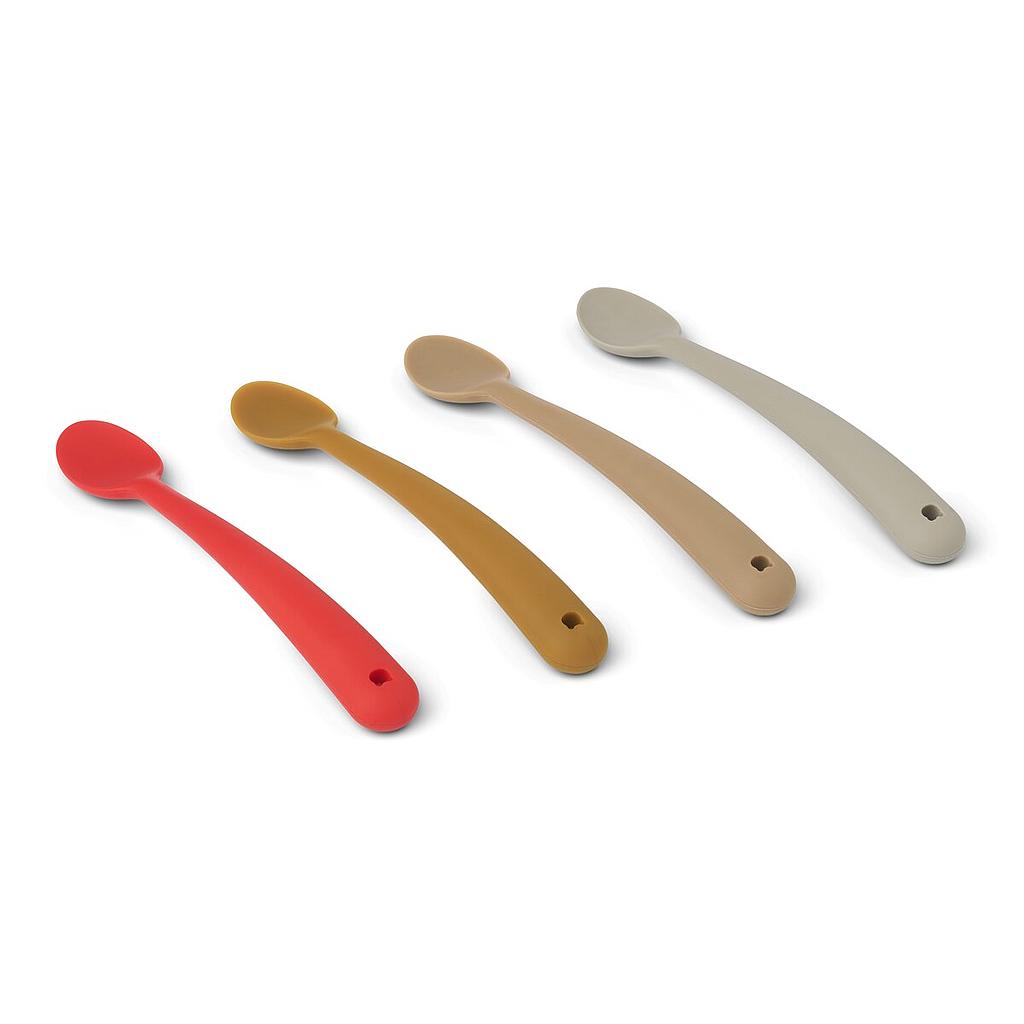 Pack 4 Cuillères Silicone Liewood Apple Red Multi Mix
