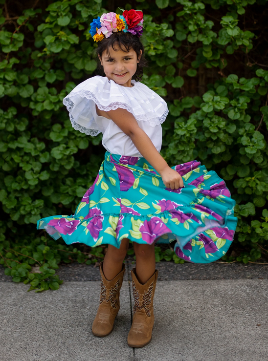 Frida l'artiste (chemise, jupe et coiffe) 5-6 ans