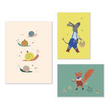 Set de 3 affiches Pomme de bois