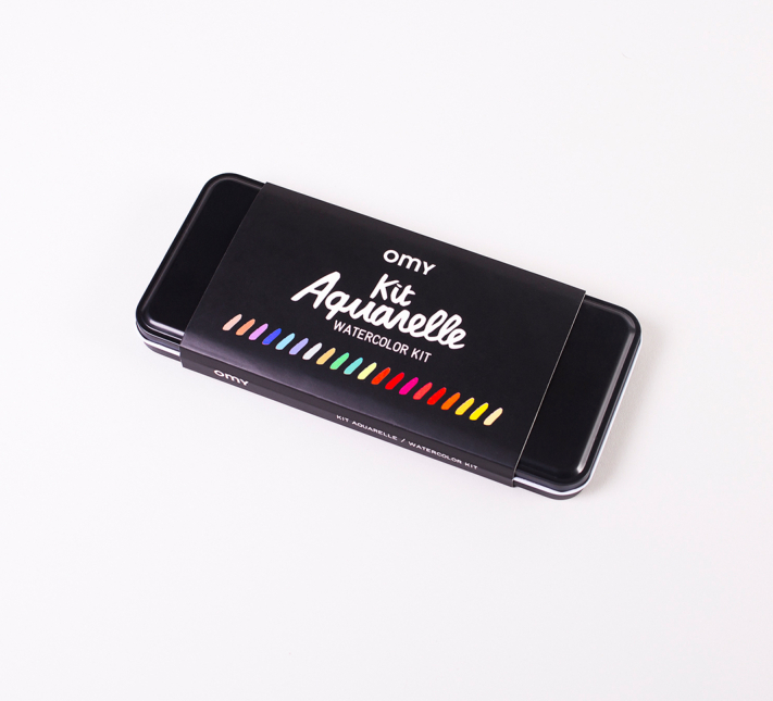 Palette aquarelle 24 couleurs et pinceau