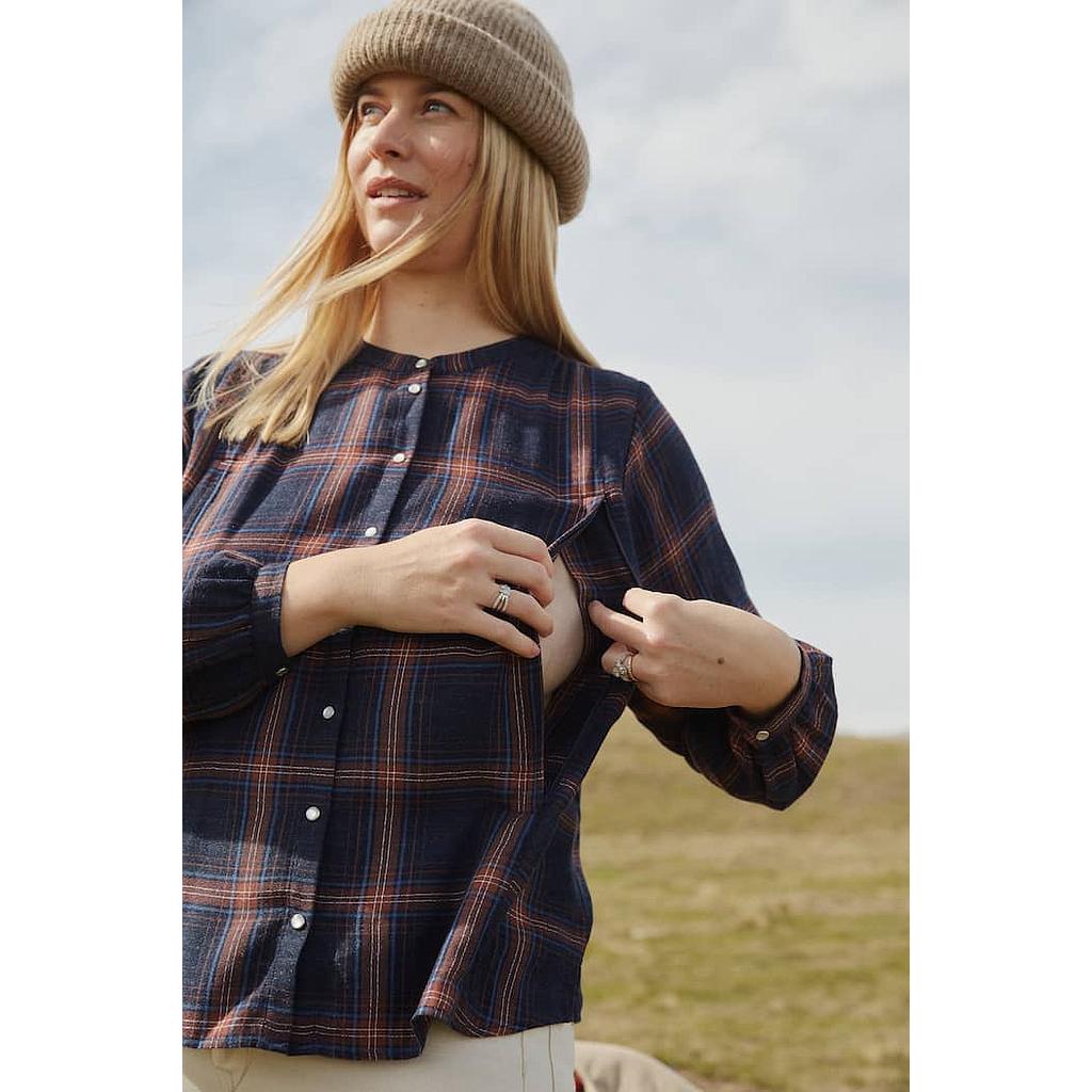 Chemise Lait it be à carreaux bruns et bleus Tajinebanane Taille S