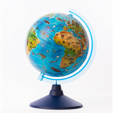 Globe 32 cm lumineux animaux pour enfant