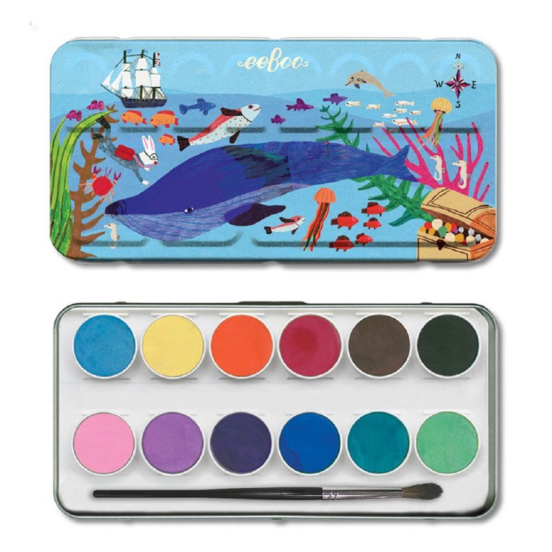 Palette Aquarelle Sous la mer 12 couleurs (+ pinceau)
