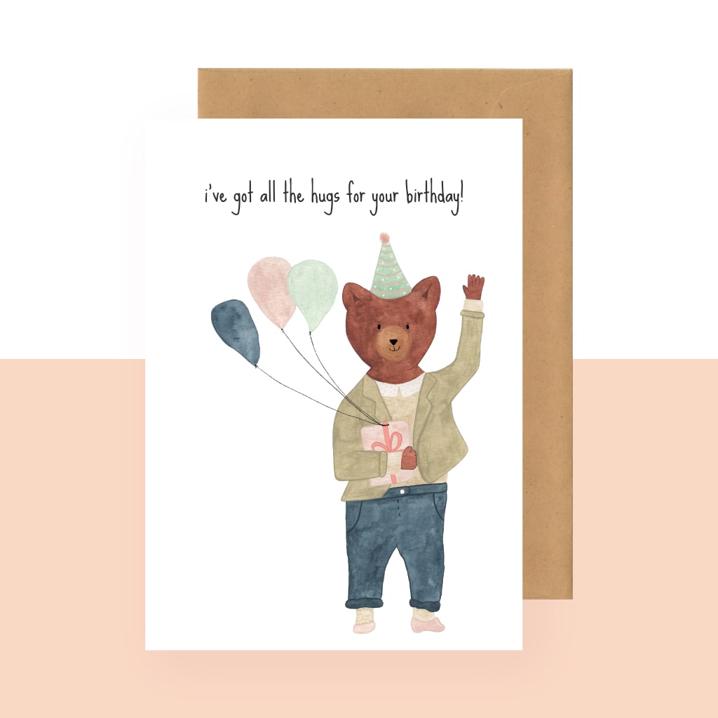 Carte I've got all the hugs for your birthday Studio Bertha 