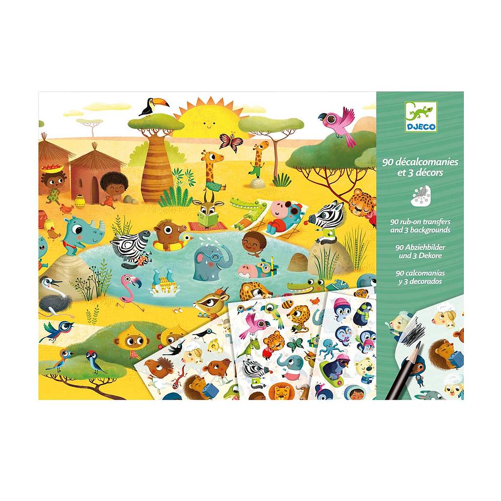 90 décalcomanies - Désert, safari, pôle nord, c'est la fête ! 