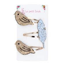 Barrette oiseux et feuille