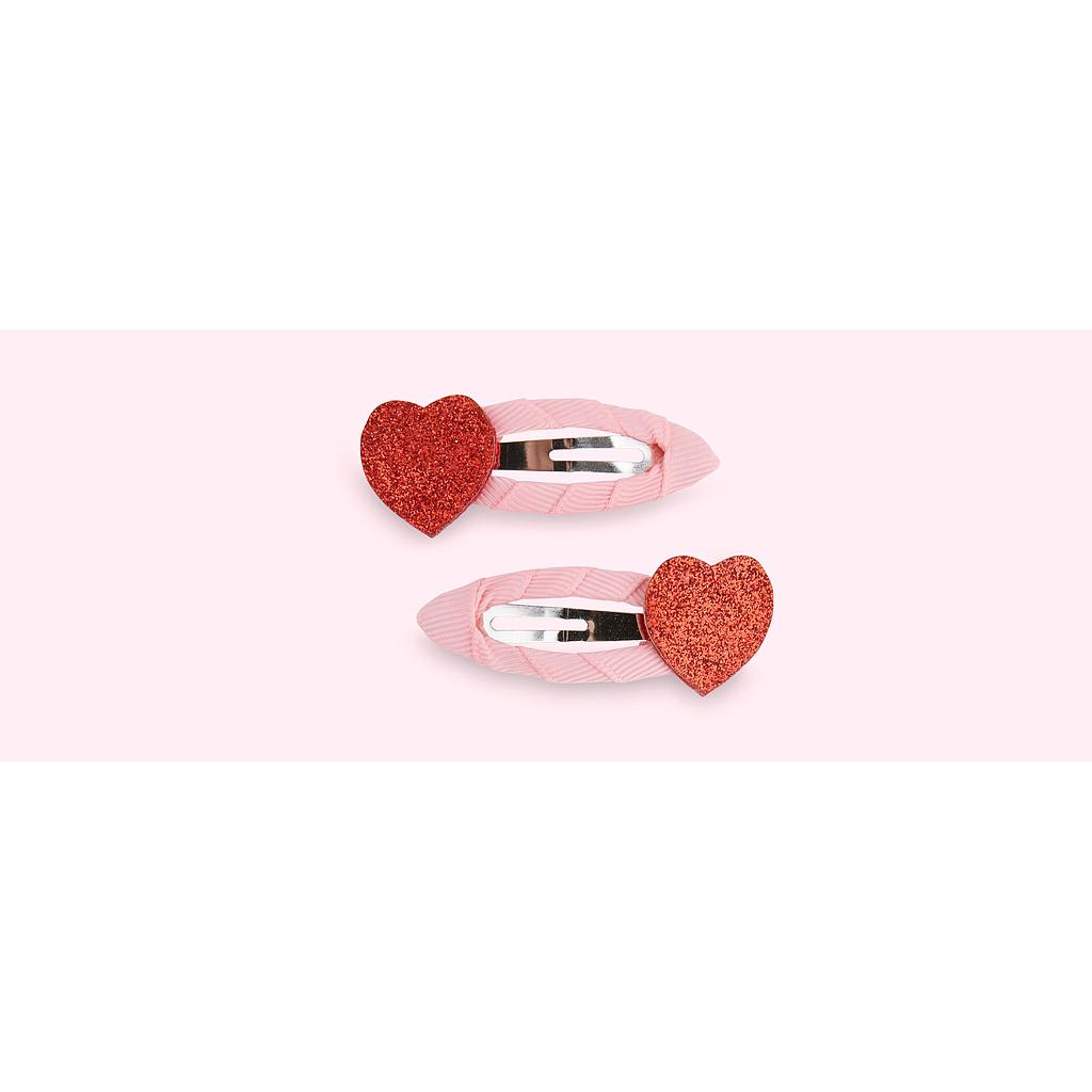 Love Heart Glitter Clips