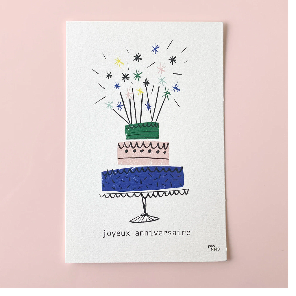Carte postale Joyeux Anniversaire Gâteau