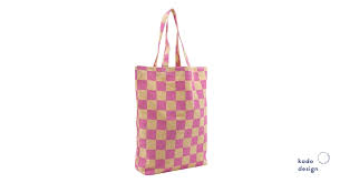 Cotton Bag Checkerboard Vanilla Violet