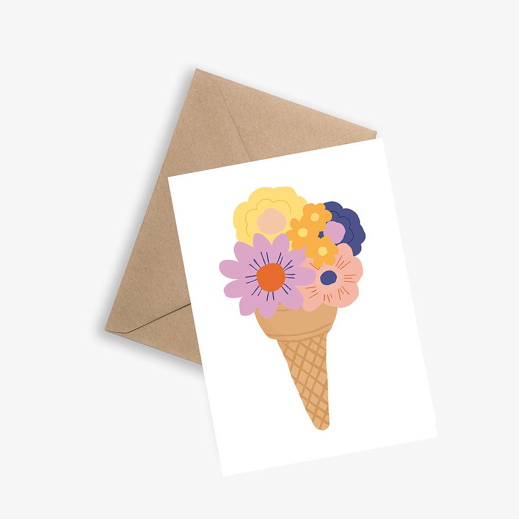 Carte Glace Fleurie Papier Graphique